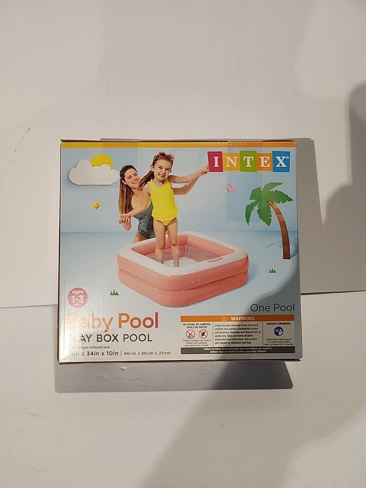 Intex Pool Play Box Pool Green Soft Inflatable Floor Comfort 1-3 yrs 34”x34”10” - Image 1 of 1