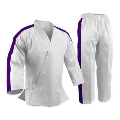 Uniforme recortado personalizado blanco Gi Karate Tekwondo Gi cintura elástica artes marciales Foto 1 de 2