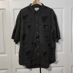 Cabela's Herren graues Hawaiihemd mit Knopfleiste Camp Größe XL Kragen Tasche - Bild 1 von 11