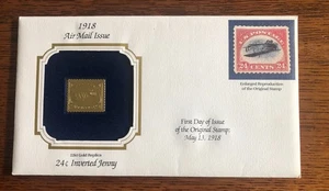 22K Gold Replik 1918 Luftpost umgekehrt Jenny 24 Cent Briefmarke. Versiegelt. - Bild 1 von 3