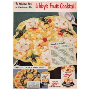 Libby's Fruit Cocktail Retro Food Kitchen Decor Vintage Magazine Print Ad 1951 - Picture 1 of 2