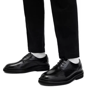 New AllSaints Men's Escher Derby Dress Creeper Black Leather Shoes Size 9 EU 42 - Picture 1 of 13