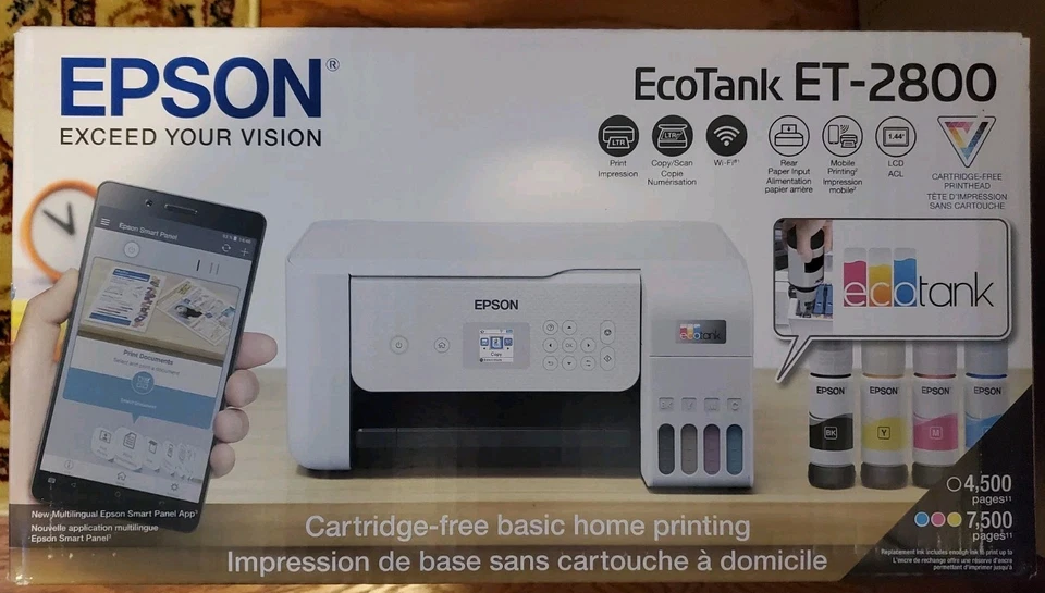 Epson EcoTank ET-2800 Color Inkjet All-In-One Printer - White