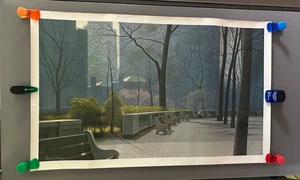 Rittenhouse Square Print by Ben Collins Philadelphia Philly City Landscape Bench - Picture 1 of 5
