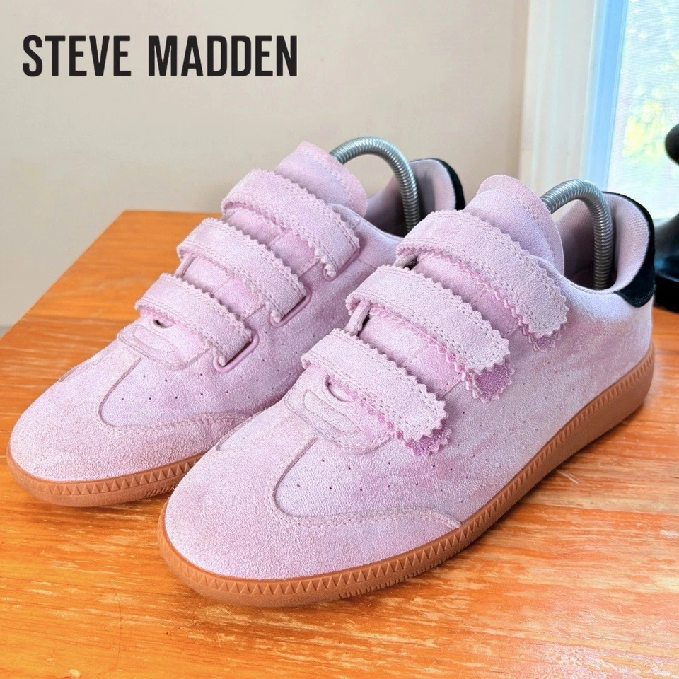 Steve Madden Women’s Momentum Suede Sport Sneaker 9.5 Pink/Black $79 EUC - Image 1 of 4