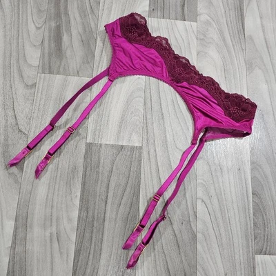 Victoria's Secret VERY SEXY Lace Trim Burgundy/Pink Garter Belt Size M/L - Image 1 of 4