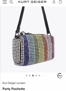 Borsa a tracolla Kurt Geiger Party Pochette Cristallo Nuova con etichette - Foto 1 di 3