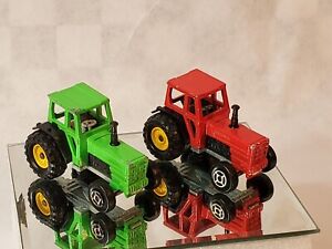VINTAGE 1970s MAJORETTE #208 YELLOW GREEN FARM TRACTOR & RED LOOSE 1:64 FRANCE