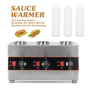 Commercial 3 Bottles Sauce Warmer Electric Cheese Chocolate Tempering Machine AU - Picture 1 of 12