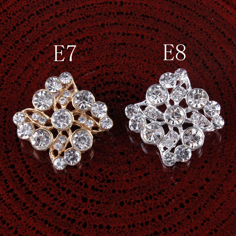 20PCS Bling Metal Rhinestone Buttons Shank Crystal Square Beads  Decorative - Image 1 of 3