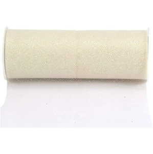 6" Wide Ivory Glitter Tulle Fabric - 10 Yards - Picture 1 of 1