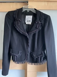 Giacca e gonna nera vintage Moschino economica e chic con fiori a rete lana taglia 40/6 - Foto 1 di 12