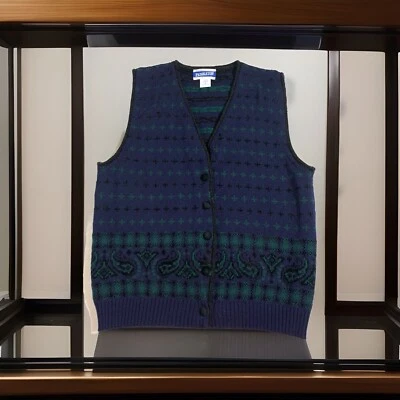 Vtg Pendleton Blue Paisley Classic Vest Sz. S Wool Blend Blanket Navajo USA Made - Image 1 of 4