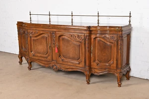 Karges French Provincial Louis XV Carved Burled Walnut Sideboard or Bar Cabinet - Picture 1 of 11
