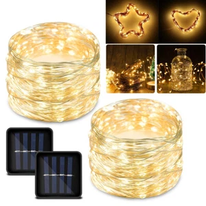 2x Fairy String Lights Solar Battery Operated LED Copper Wire Xmas Outdoor Decor - Picture 1 of 15