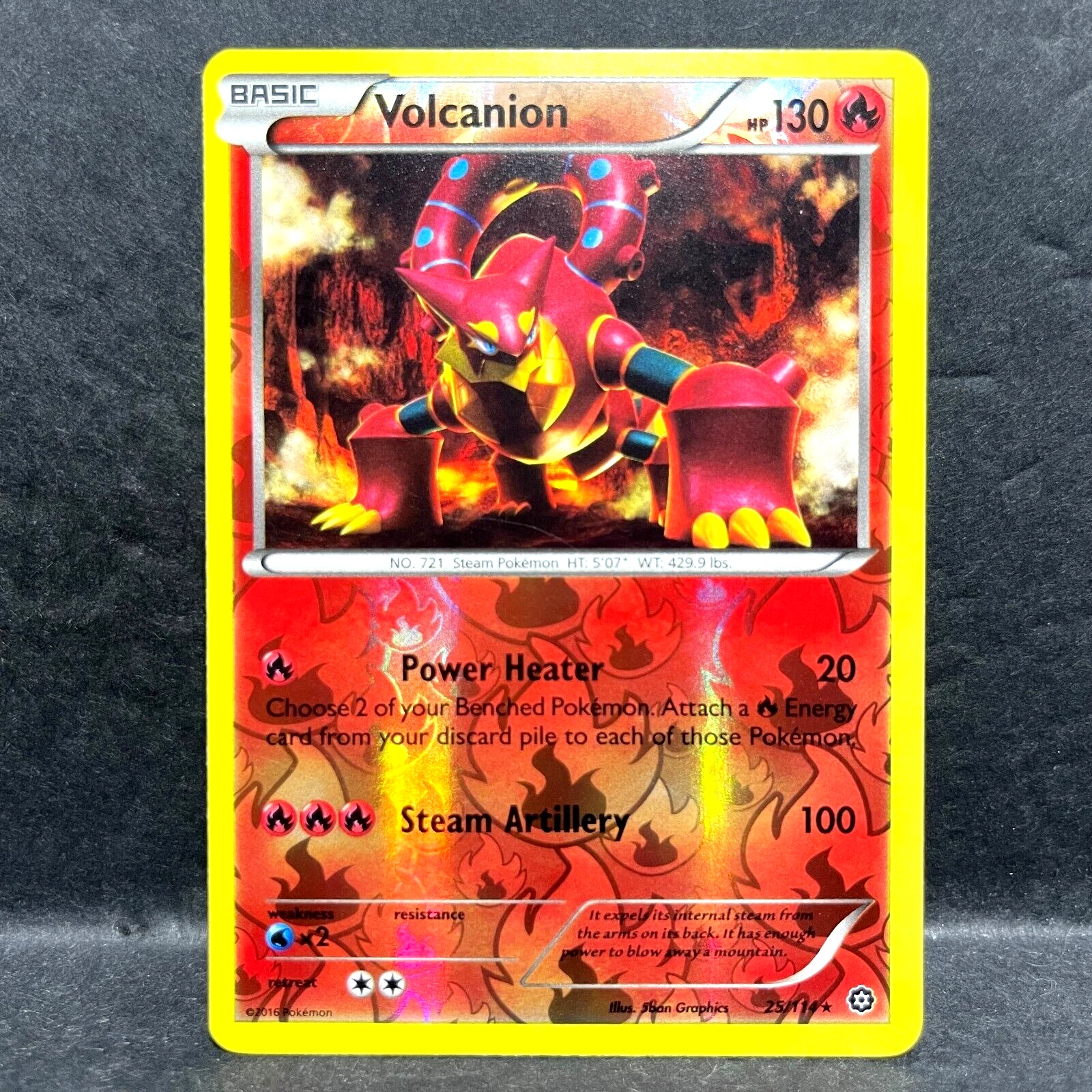 2016 POKEMON XY STEAM SIEGE VOLCANION 25 - REVERSE HOLO RARE (LP)