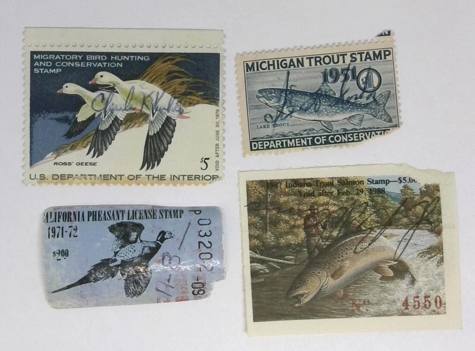 Michigan Indiana California Waterfowl Duck Hunting Fishing Stamp License Lot - Image 1 of 1
