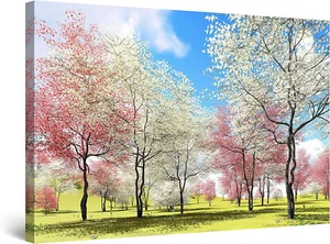 Heaven Landscape Trees with Flower 90x60cm Framed Premium Quality Wall Art Print - Bild 1 von 3