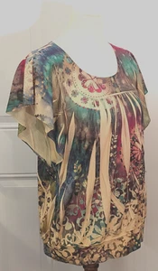 Top blusa boho One World Live & Let Live donna M multicolore impreziosita poli - Foto 1 di 11