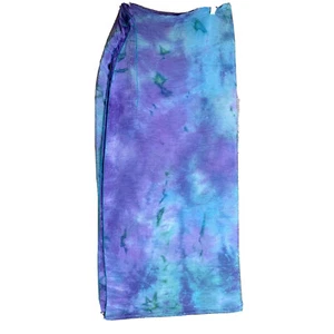 Silky Stretchy Scarf Wrap Purple Aqua Tie-Dye Crinkly Stretchy Fabric 80" X 43" - Picture 1 of 6