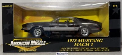 1973 MUSTANG MACH 1 BLACK CHROME CHASE 1 OF 417 1/18 ERTL AMERICAN MUSCLE NEW VG - Image 1 of 4