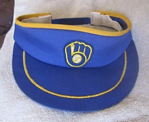 Vintage Milwaukee Brewers Visor Hat Snapback Cap Blue MLB Baseball USA Made 80s - Picture 1 of 2