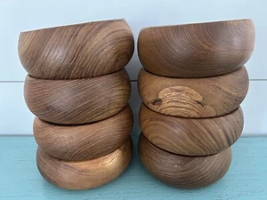 Vintage Wooden Teak Salad Bowl Set 8 Piece Goodwood Thailand Wood EXCELLENT! - Picture 1 of 4