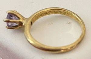 MONDO MONDO Ladies Purple Amethyst Stone Gold-Tone Brass Ring Size 7.5 US - Picture 1 of 8