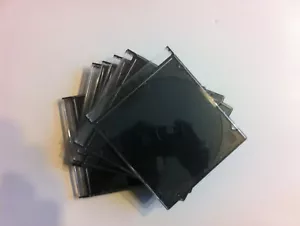 Lot of 10 CD Slim Jewel Cases Black Used - Picture 1 of 3