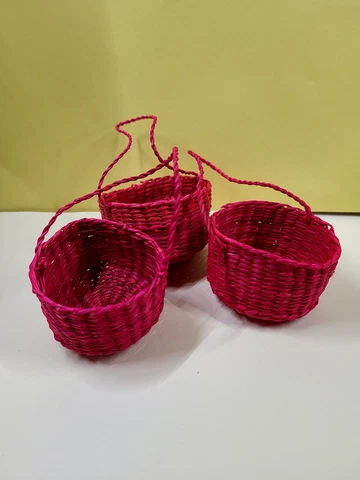 Hand-made Vintage Baskets Miniature Lot Of 3 Cover