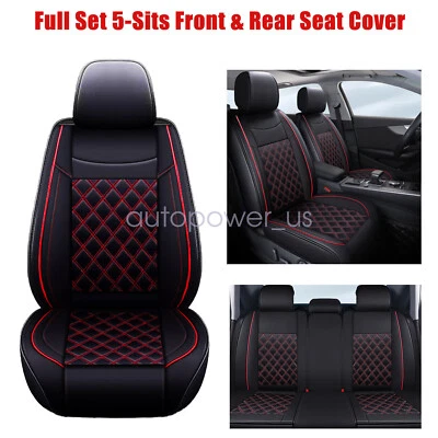 For Honda Civic Full Set Black PU Leather Car 5 Seat Covers Cushion Protector Foto 1 de 4
