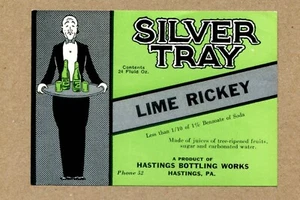 HASTINGS BOTTLING WORKS. SILER TRAY LIME RICKEY Vintage USA LABEL - Picture 1 of 1