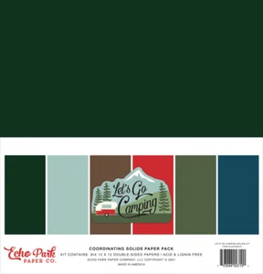 Papel Echo Park LET'S GO CAMPING 12x12 sólidos álbum de recortes paquete de cartulina - Imagen 1 de 1
