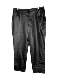 Susan Graver Coated Stretch Woven Ankle Pants A463176 Black Size Petite 12 - Picture 1 of 8