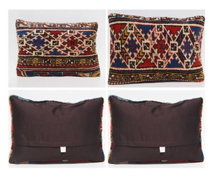 Juego de 2 Fundas de Almohada Kilim Turcas - Hechas a Mano, Almohadas Decorativas 20x14" - Imagen 1 de 7
