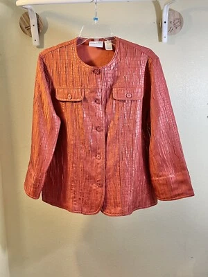 Jaqueta blazer Alfred Dunner 10 leve crocodilo/cobra em relevo laranja queimado - Imagem 1 de 4