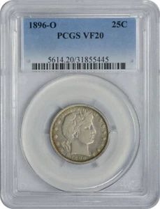 1896-O Barber Silver Quarter VF20 PCGS - Picture 1 of 2