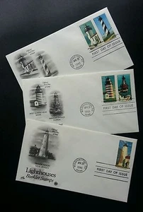 *FREE SHIP USA US Lighthouse 1990 Building (stamp FDC 3's complete set) - Picture 1 of 5