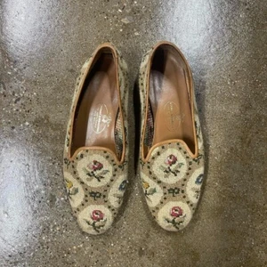 Stubbs and Wootton Needlepoint Rose Trelis loafer slip on slipper shoes flora - Picture 1 of 5