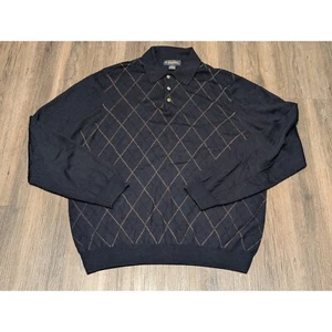 Brooks Brothers Merino Wool Cashmere Argyle Polo Sweater Mens XL - Picture 1 of 4