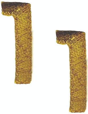 Metallic Gold Number 1 Patch Embroidered Cut Out Iron on Sew on (1" in) Lot of 2 - Image 1 of 2