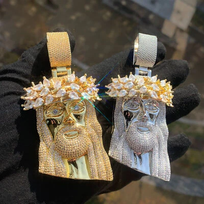 Collar Colgante Cara Jesús TopBling 5A Circón Chapado en Oro 18K Religión Joyería Foto 1 de 4