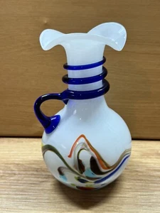 Beautiful Murano Glass Vase with Handle 6 1/2” Tall - Picture 1 of 9