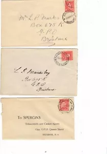 Australia 1938 2d GeoV1 Covers,cds TAROOM, GOODNA & GLASSHOUSE Qld (3 Covers) - Picture 1 of 1