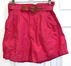 NWT VTG Maggie Lawrence Shorts High Waist Pleated Belt Bright Pink Sz 12 - Picture 1 of 8