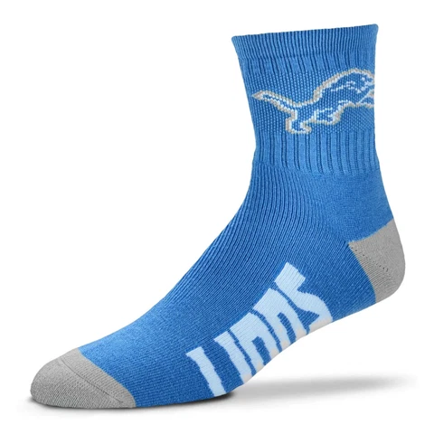 NEW For Bare Feet Detroit LionsTeam Logo & Color Quarter-Length Socks Blue LG Cover
