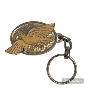 Vintage Shalom Dove Keychain from Israel Hebrew Pray for Peace Jerusalem Metal - Picture 1 of 11