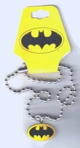 Batman Yellow Oval Bat Comic Chest Logo Metal Enamel Necklace NEW UNUSED - Picture 1 of 1