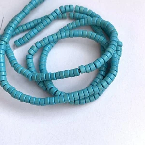 145X Cuentas de piedras preciosas azul turquesa 5 mm forma de disco redondo Heishi hilo 40 cm - Imagen 1 de 4