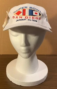 Sombrero con tirantes de fútbol americano vintage Logo 7 1998 San Diego Super Bowl XXXII NFL - NUEVO CON ETIQUETAS - Imagen 1 de 9